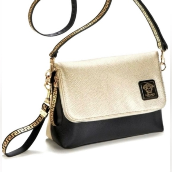 Versace Two-Tone Gold and Black Crossbody with Medusa logo & Key Strap(s) - Picture 2 of 16